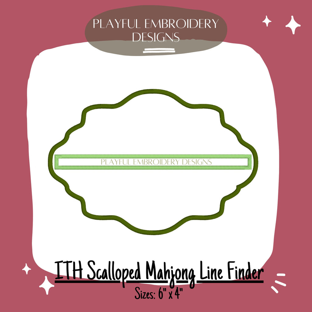 Scalloped In The Hoop Mahjong Line Finder Machine Embroidery Design, ITH Mahj Line Reader, Oval Mahjong Line Reader, 5x7 hoop