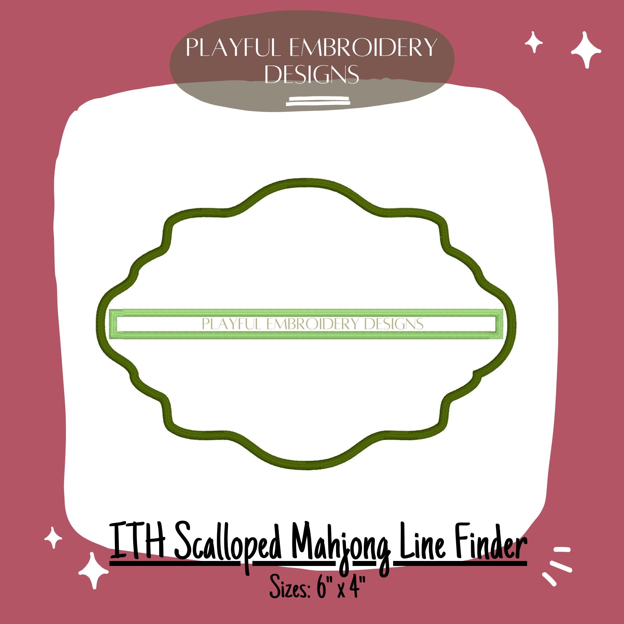 Scalloped In The Hoop Mahjong Line Finder Machine Embroidery Design, ITH Mahj Line Reader, Oval Mahjong Line Reader, 5x7 hoop
