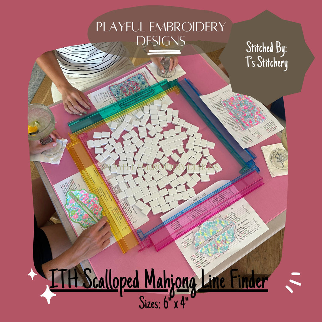 Scalloped In The Hoop Mahjong Line Finder Machine Embroidery Design, ITH Mahj Line Reader, Oval Mahjong Line Reader, 5x7 hoop