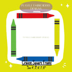 Crayon Frame Embroidery Design, Back to School Machine Embroidery Design, Preschool Crayon Design, Preschool Monogram Frame