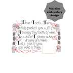 Tooth Fairy Pillow Embroidery Design, 5x7, Vintage Inspired Tooth Fairy Pillow Front, Machine Embroidery Design