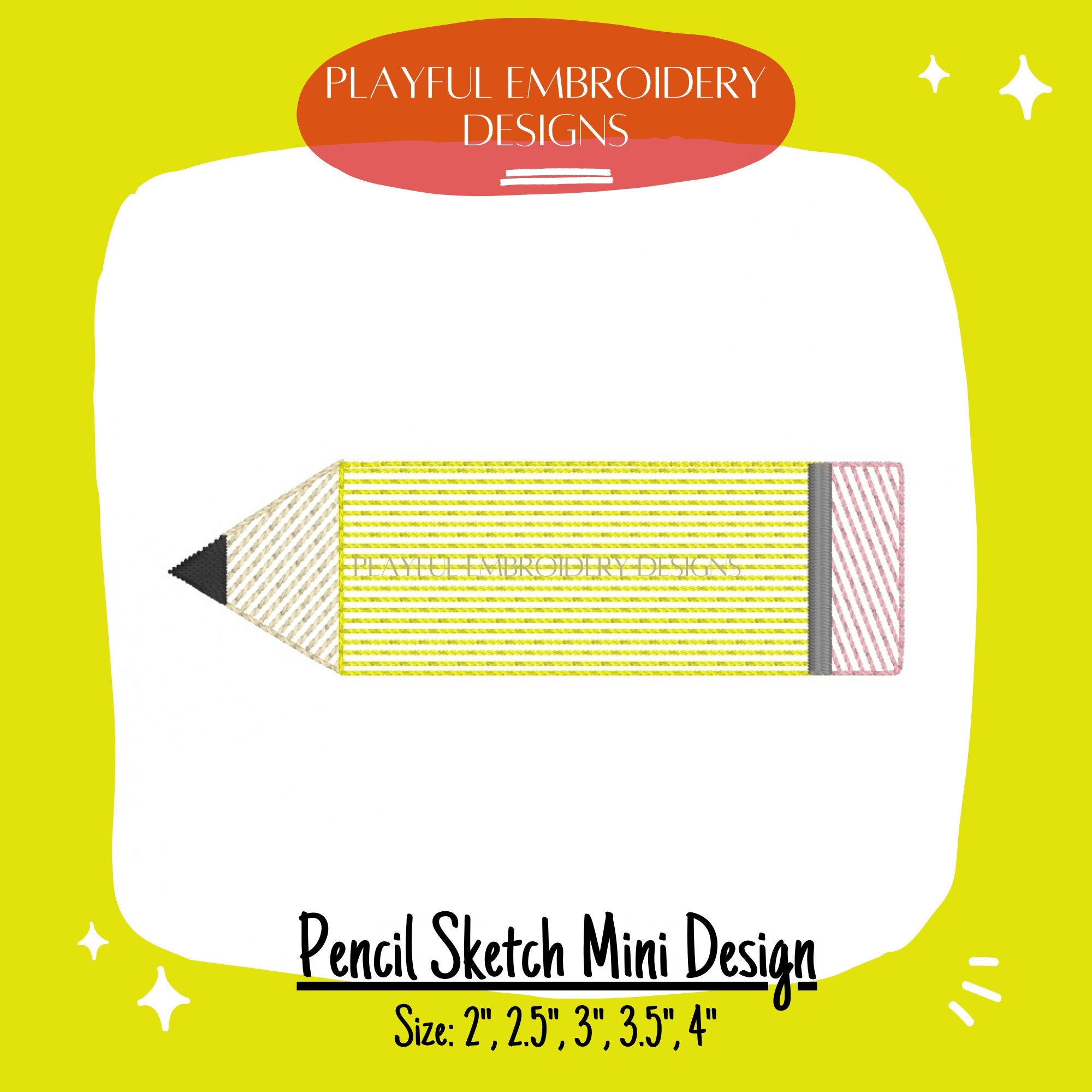 Pencil Sketch Mini Embroidery Design, Pencil Mini Machine Embroidery Design, Pencil Mini Design, Back to School Design