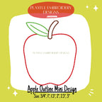 Apple Outline Machine Embroidery Design, Backstitch Apple Outline Design, Tiny Apple Outline Embroidery Design, Apple Design for Hairbow