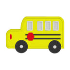 School Bus Applique Machine Embroidery Design, Back to School Applique Design, Satin Stitch School Bus Design