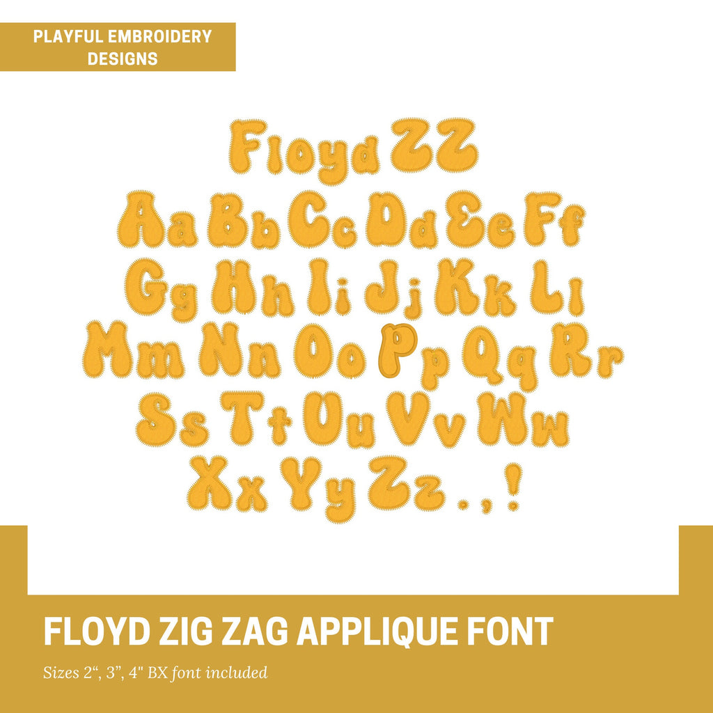 Retro Applique Monogram Design, Zig Zag Funky Applique Machine Embroidery Font, 2", 3", 4" font size, BX Monogram Font, Groovy Applique Font