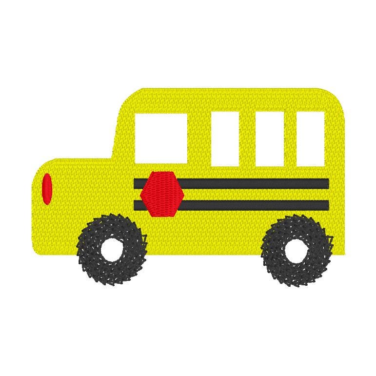 School Bus Mini Machine Embroidery Design, School Bus Mini Fill Design, Fill Bus Design, Back to School Embroidery Design