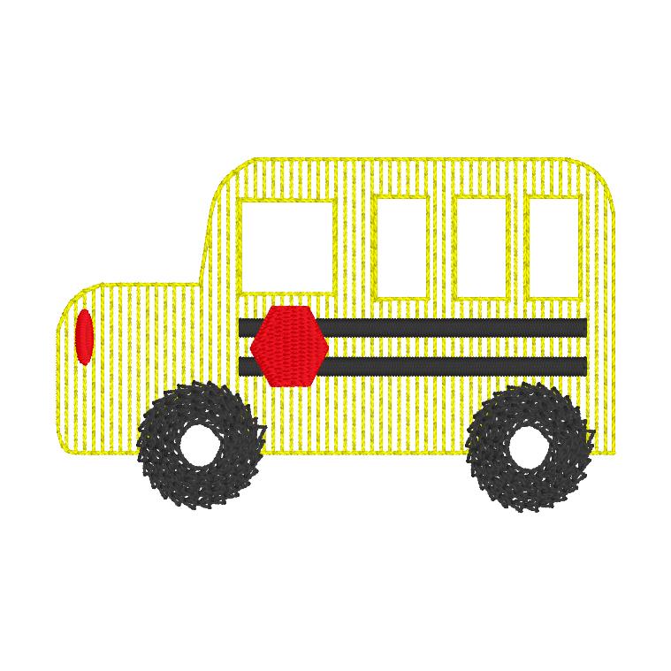 School Bus Sketch Mini Machine Embroidery Design, School Bus Mini Design, Sketch Bus Design, Back to School Embroidery Design
