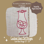 Cocktail Glass Set Machine Embroidery Design, Cocktail Embroidery Designs, Old Fashioned Glass Design, Martini Glass Design, Margarita Glass