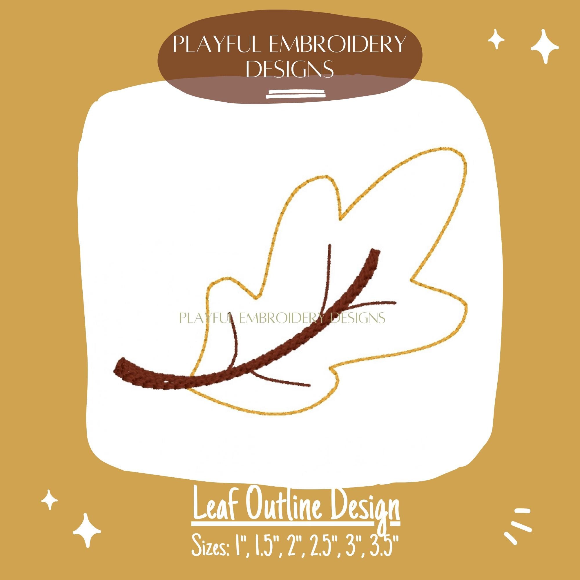 Fall Leaf Outline Machine Embroidery Design, Oak Leaf Embroidery Design, Bean Stitch Leaf Design, Fall Embroidery