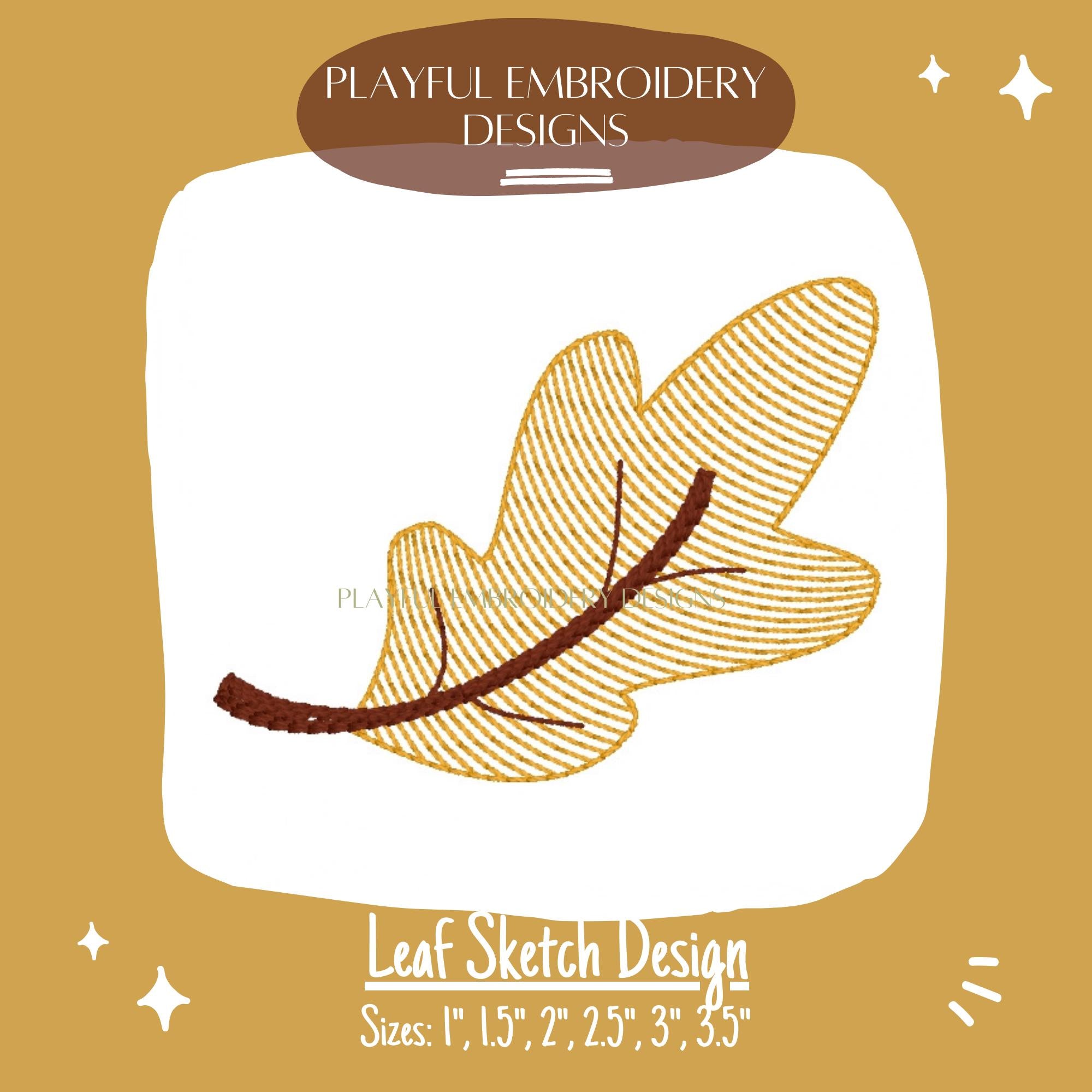Fall Leaf Sketch Machine Embroidery Design, Oak Leaf Embroidery Design, Sketch Leaf Design, Fall Embroidery
