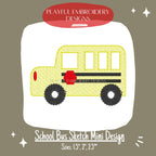 School Bus Sketch Mini Machine Embroidery Design, School Bus Mini Design, Sketch Bus Design, Back to School Embroidery Design