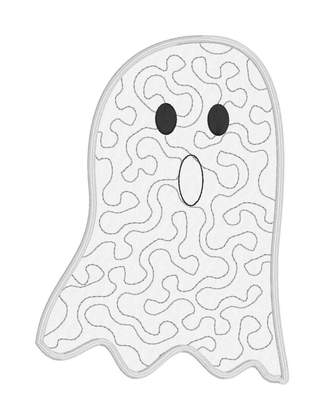 Quilted Ghost Applique Machine Embroidery Design, Applique Ghost Design, Package of Quilted Ghost Applique Designs, Quilted Applique