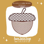 Acorn Sketch Trio Machine Embroidery Design, Acorn Sketch, Fall Sketch Design, Autumn Sketch Design