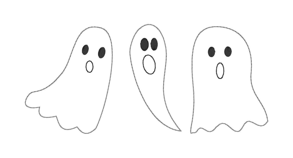 Ghost Trio Machine Embroidery Design, Bean Stitch Ghost Design, Ghost Trio Embroidery Design, Digitial Download, Quick Stitch Ghost