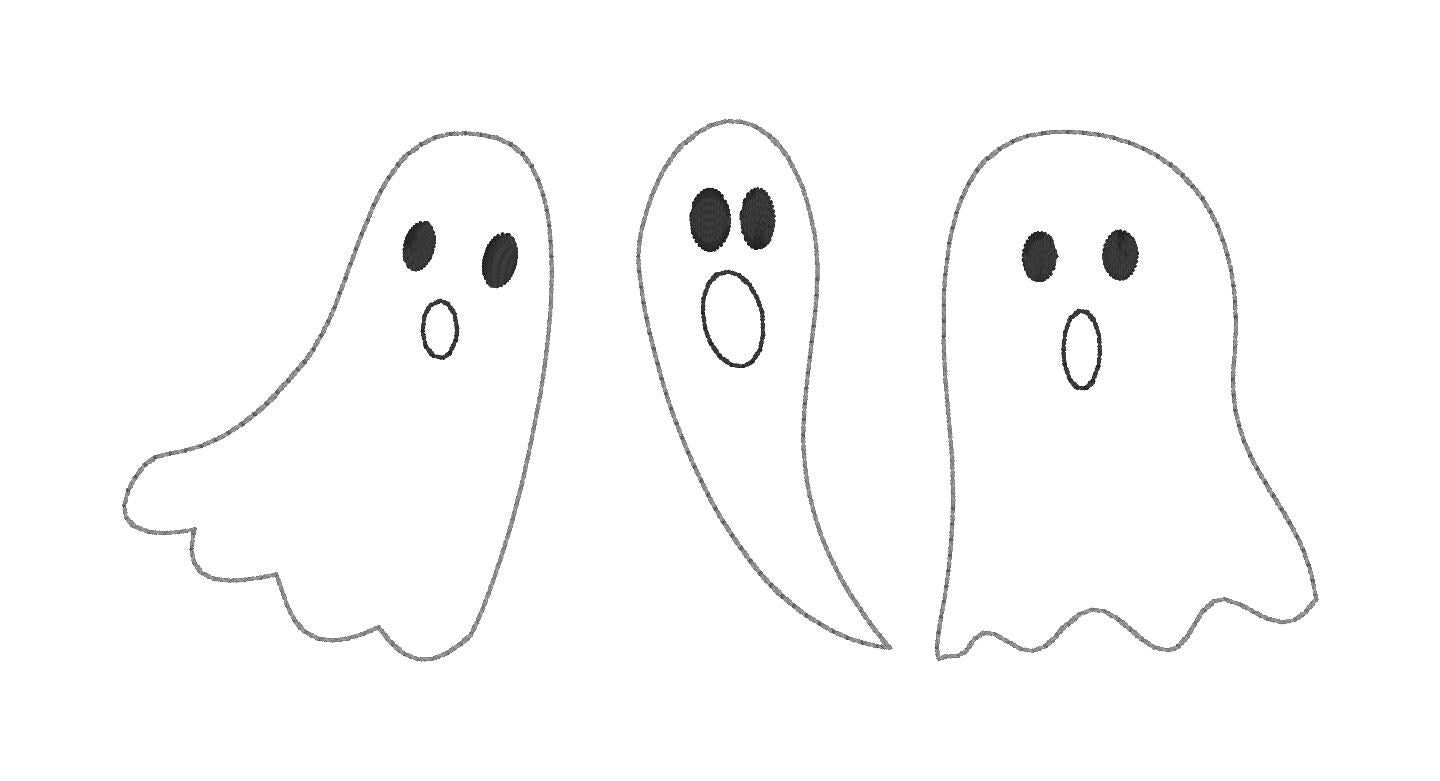 Ghost Trio Machine Embroidery Design, Bean Stitch Ghost Design, Ghost Trio Embroidery Design, Digitial Download, Quick Stitch Ghost