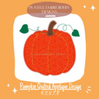 Quilted Pumpkin Applique Design, Quilted Applique Design, Fall Pumpkin Applique Machine Embroidery Design, Pumpkin Quilted Zig Zag Applique