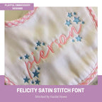 Felicity Satin Stitch Embroidery Font, Handwriting Satin Stitch Machine Embroidery Font, Playful Embroidery font, bx included