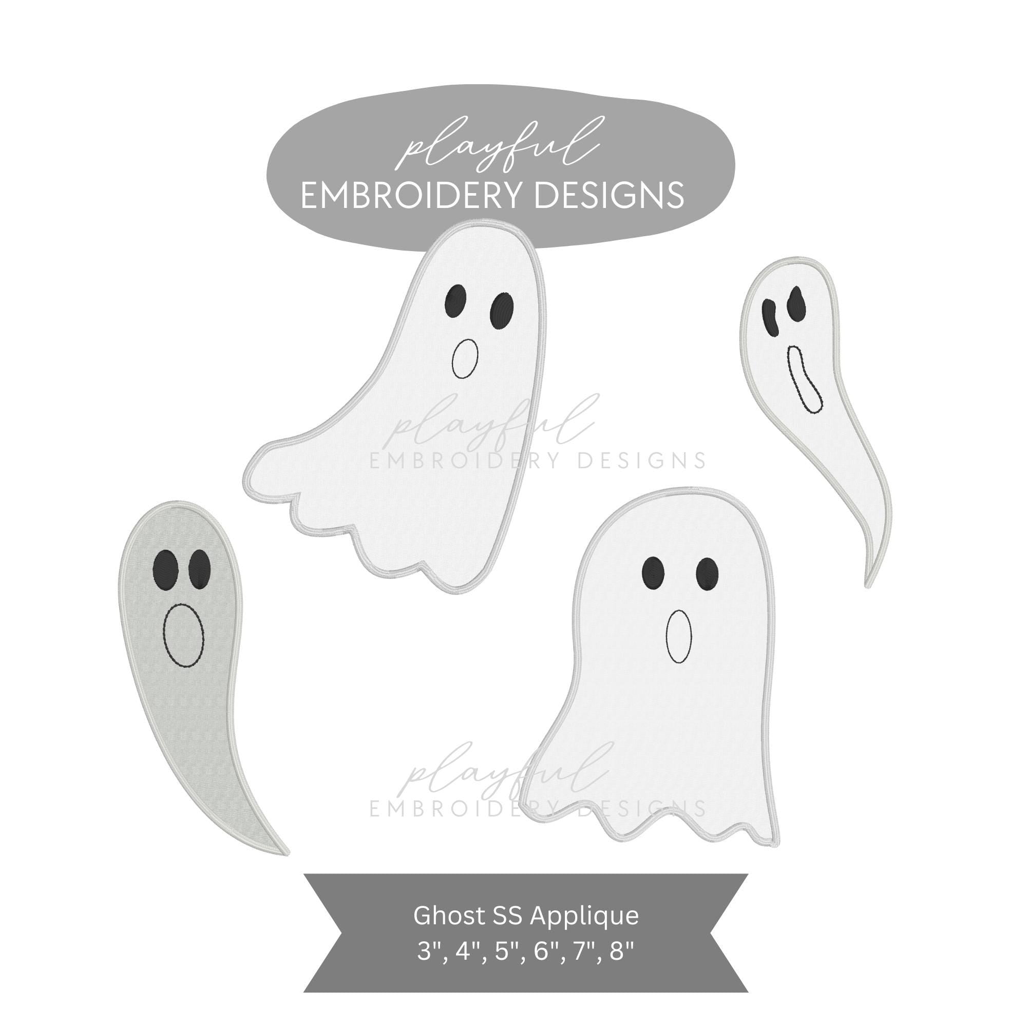 Ghost Applique Machine Embroidery Design, Applique Ghost Design, Satin Stitch Applique Ghost Embroidery Design, Package of Ghost Appliques