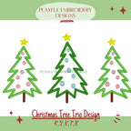Christmas Tree Trio Machine Embroidery Design, Scribble Christmas Tree Trio Design, Digital Download, Christmas Embroidery Design