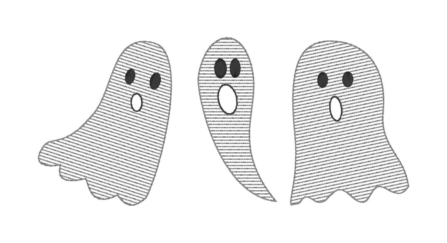 Ghost Sketch Trio Machine Embroidery Design, Sketch Ghost Design, Ghost Trio Embroidery Design, Friendly Ghost, Digitial Download