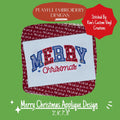 Merry Christmas Applique Machine Embroidery Design, Varsity Merry Christmas Applique Design, Christmas Sweatshirt Applique, Multi Color