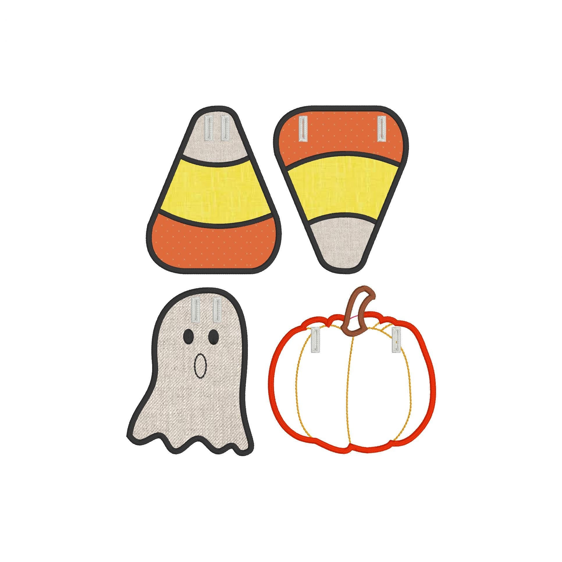 In The Hoop Fall Banner Machine Embroidery Design, Easy Fall ITH Banner Package, In the Hoop Candy Corn, ITH Pumpkin, ITH Ghost Banner
