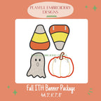 In The Hoop Fall Banner Machine Embroidery Design, Easy Fall ITH Banner Package, In the Hoop Candy Corn, ITH Pumpkin, ITH Ghost Banner