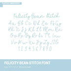 Felicity Bean Stitch Embroidery Font, Handwriting Bean Stitch Machine Embroidery Font, Playful Embroidery font, bx included