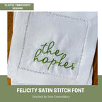Felicity Satin Stitch Embroidery Font, Handwriting Satin Stitch Machine Embroidery Font, Playful Embroidery font, bx included