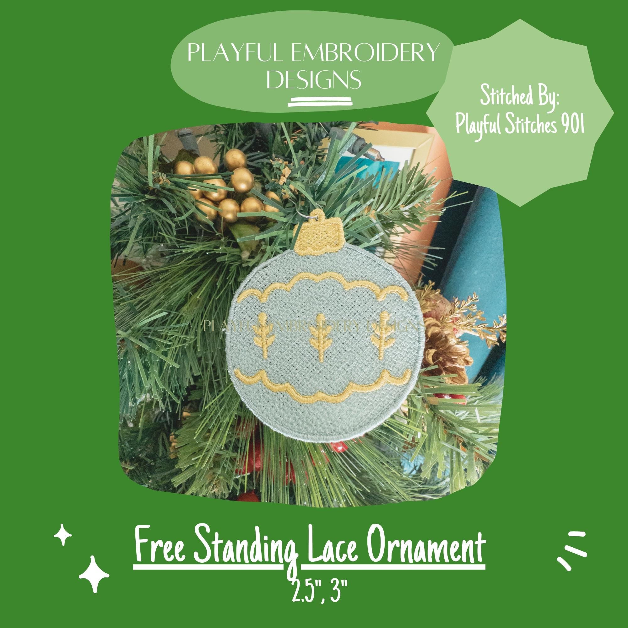 Free Standing Lace Ornament Machine Embroidery Design, FSL Ornament Design, Christmas Ornament Machine Embroidery Design