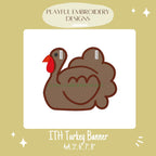 In The Hoop Turkey Banner Machine Embroidery Design, Easy Turkey ITH Banner Package, In the Hoop Thanksgiving Banner, Turkey Bunting Design