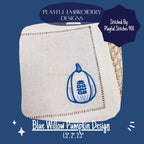 Double Happiness Pumpkin Machine Embroidery Design, Chinoiserie Pumpkin Embroidery Design, Blue Willow Pumpkin Design