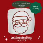 Santa Machine Embroidery Design, Santa Face Outline Embroidery Design, One Color Quick Stitch Santa Design