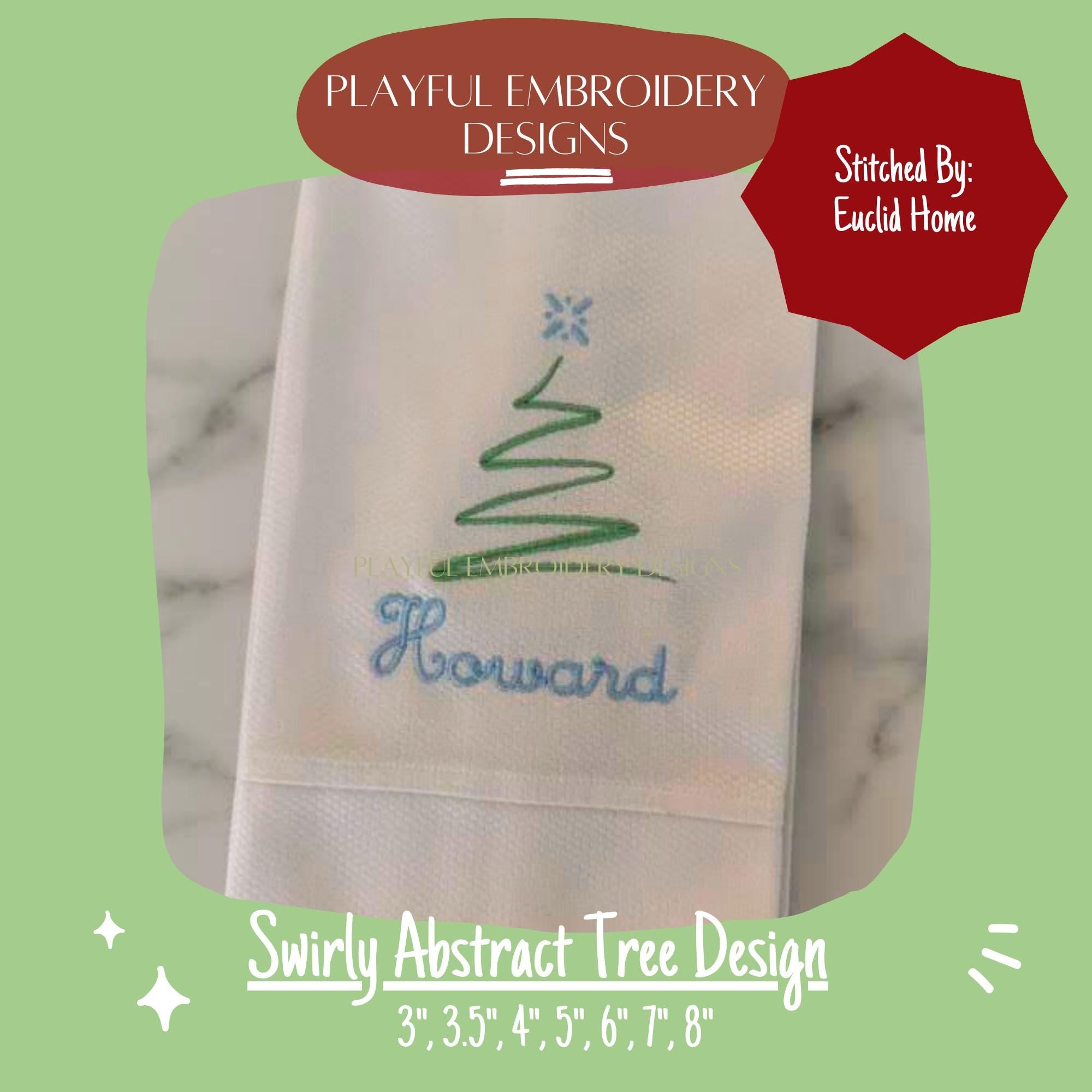 Swirly Abstract Christmas Tree Machine Embroidery Design, Abstract Tree Embroidery Design, Swirly Christmas Tree Design, Casual Christmas
