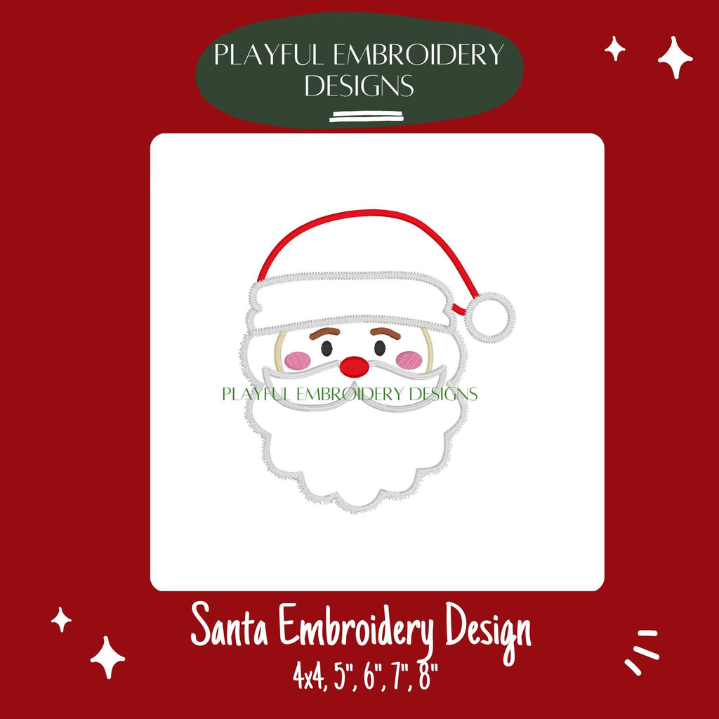 Santa Machine Embroidery Design, Santa Face Outline Embroidery Design, Christmas Embroidery Design, Santa Clause Design