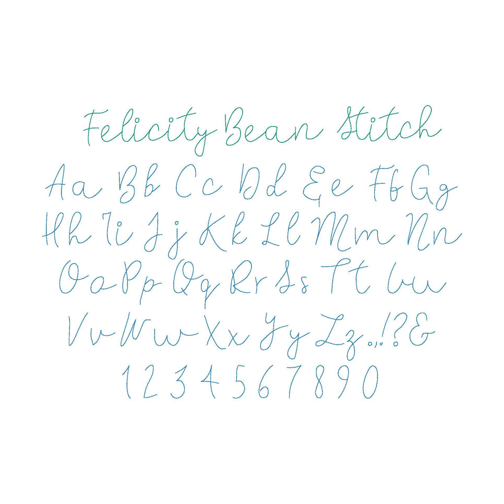 Felicity Bean Stitch Embroidery Font, Handwriting Bean Stitch Machine Embroidery Font, Playful Embroidery font, bx included