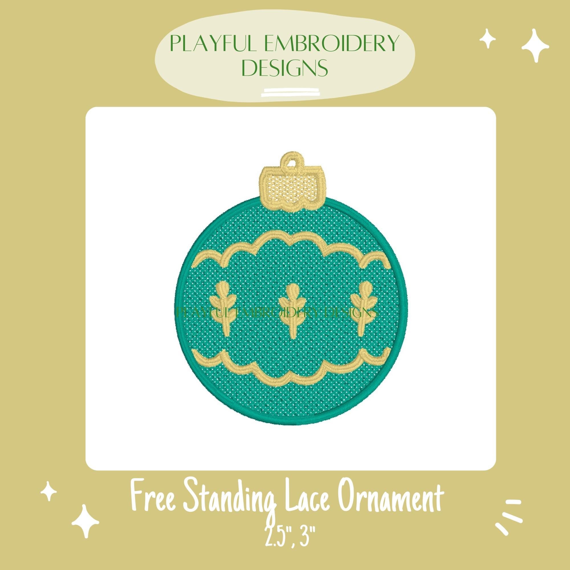 Free Standing Lace Ornament Machine Embroidery Design, FSL Ornament Design, Christmas Ornament Machine Embroidery Design