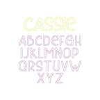 Cassie Bean Stitch Outline Font Design, Bean Stitch Machine Embroidery Font, 1", 1.5", 2", 2.5", 3" font size, BX Monogram Font, Boy Font