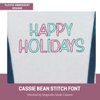 Cassie Bean Stitch Outline Font Design, Bean Stitch Machine Embroidery Font, 1", 1.5", 2", 2.5", 3" font size, BX Monogram Font, Boy Font