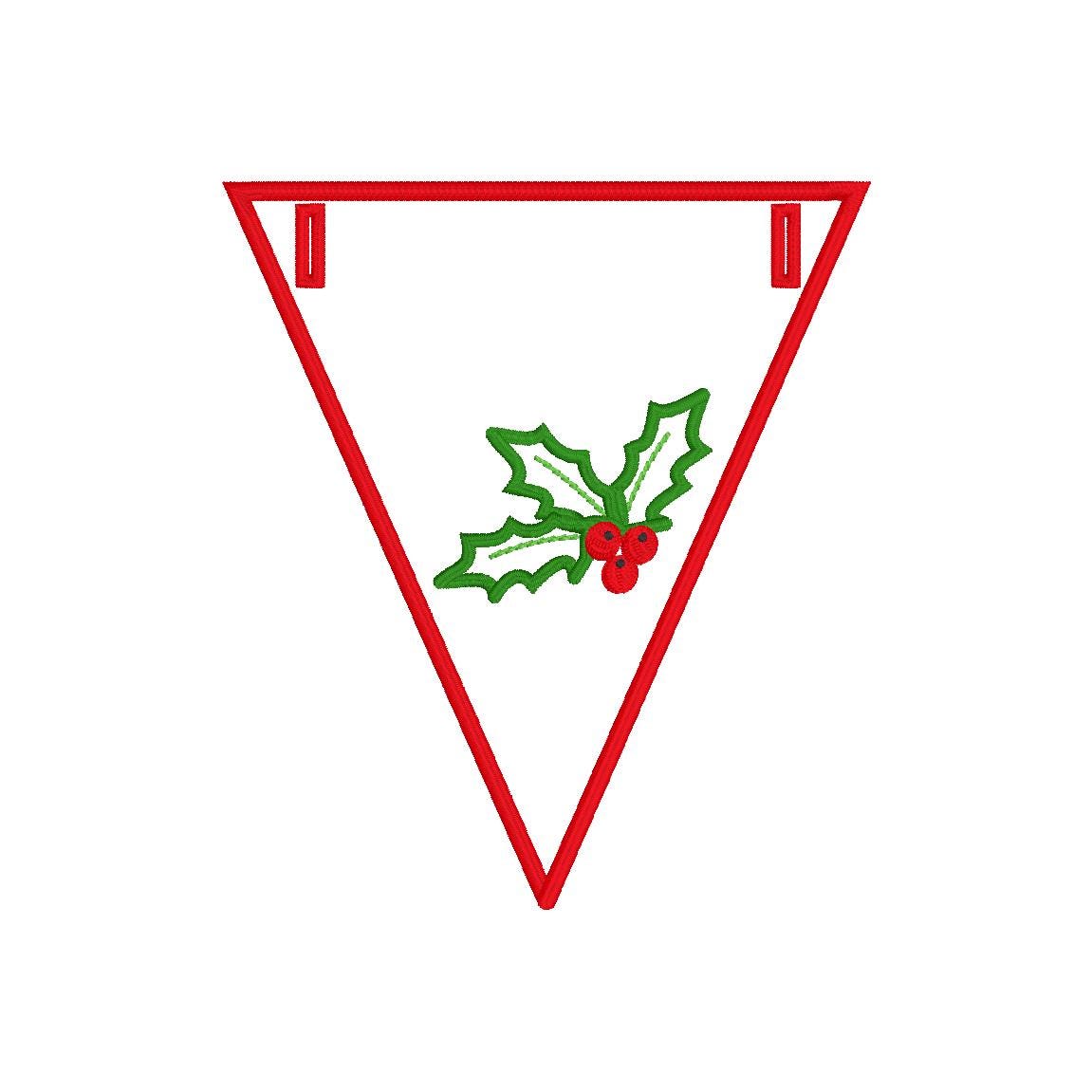 In The Hoop Christmas Bunting Machine Embroidery Design, Christmas ITH Banner Package, 4x4, 5x7, 6x10, 8x8, Satin Stitch Banner In The Hoop