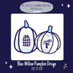Chinoiserie Chic Pumpkins Machine Embroidery Design, Blue Willow Pumpkin Embroidery Design