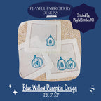 Chinoiserie Chic Pumpkins Machine Embroidery Design, Blue Willow Pumpkin Embroidery Design