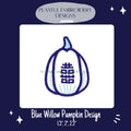 Double Happiness Pumpkin Machine Embroidery Design, Chinoiserie Pumpkin Embroidery Design, Blue Willow Pumpkin Design