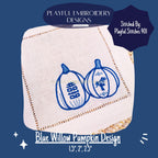 Double Happiness Pumpkin Machine Embroidery Design, Chinoiserie Pumpkin Embroidery Design, Blue Willow Pumpkin Design