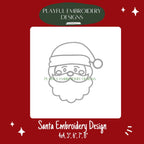 Santa Machine Embroidery Design, Santa Face Outline Embroidery Design, One Color Quick Stitch Santa Design