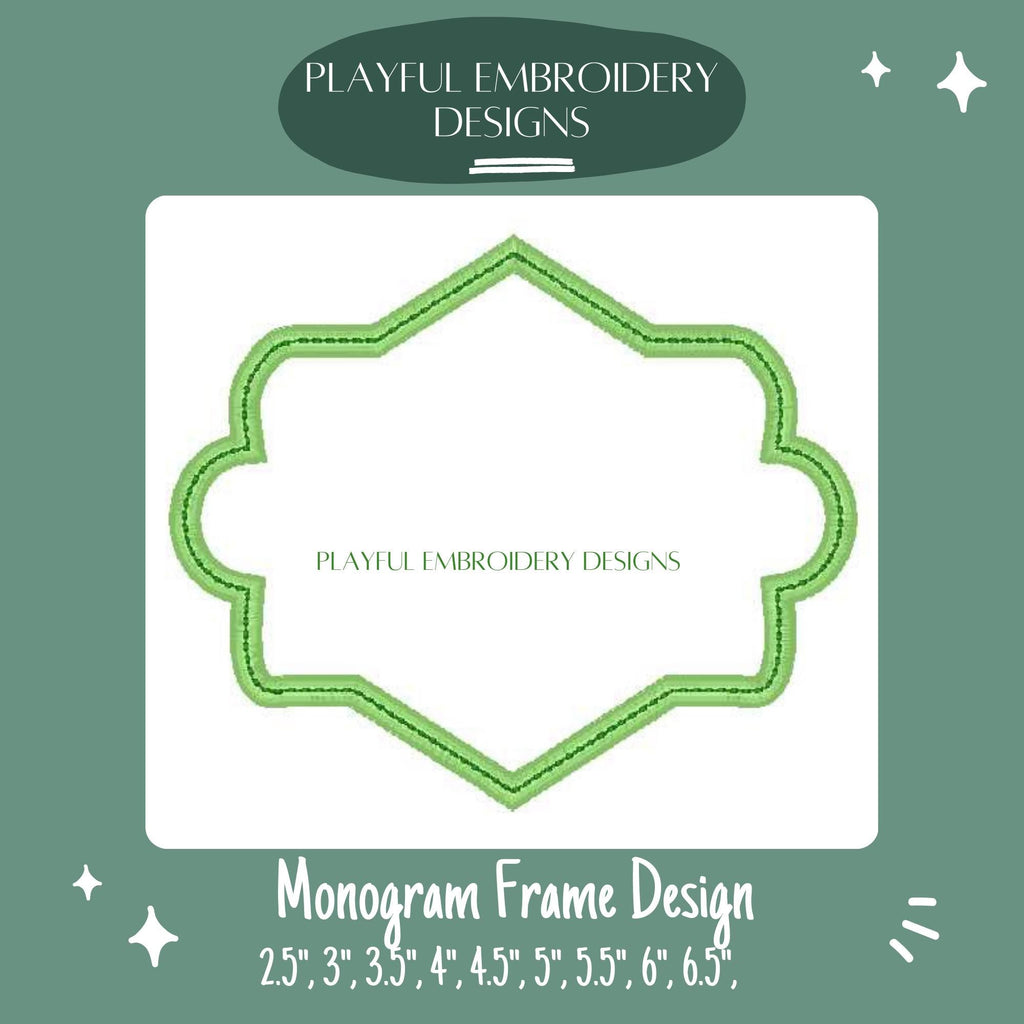 Satin Monogram Frame Machine Embroidery Design, 4x4, 5x7, 6x10, 8x8, Two Tone Monogram Frame Design, Name Frame Embroidery Design, Digital
