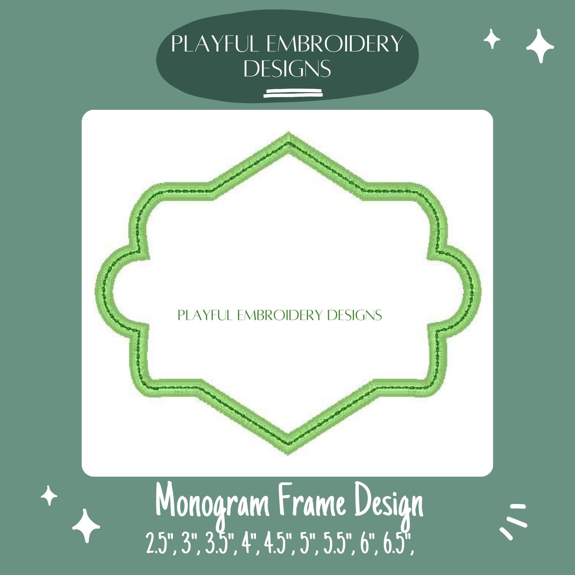 Satin Monogram Frame Machine Embroidery Design, 4x4, 5x7, 6x10, 8x8, Two Tone Monogram Frame Design, Name Frame Embroidery Design, Digital