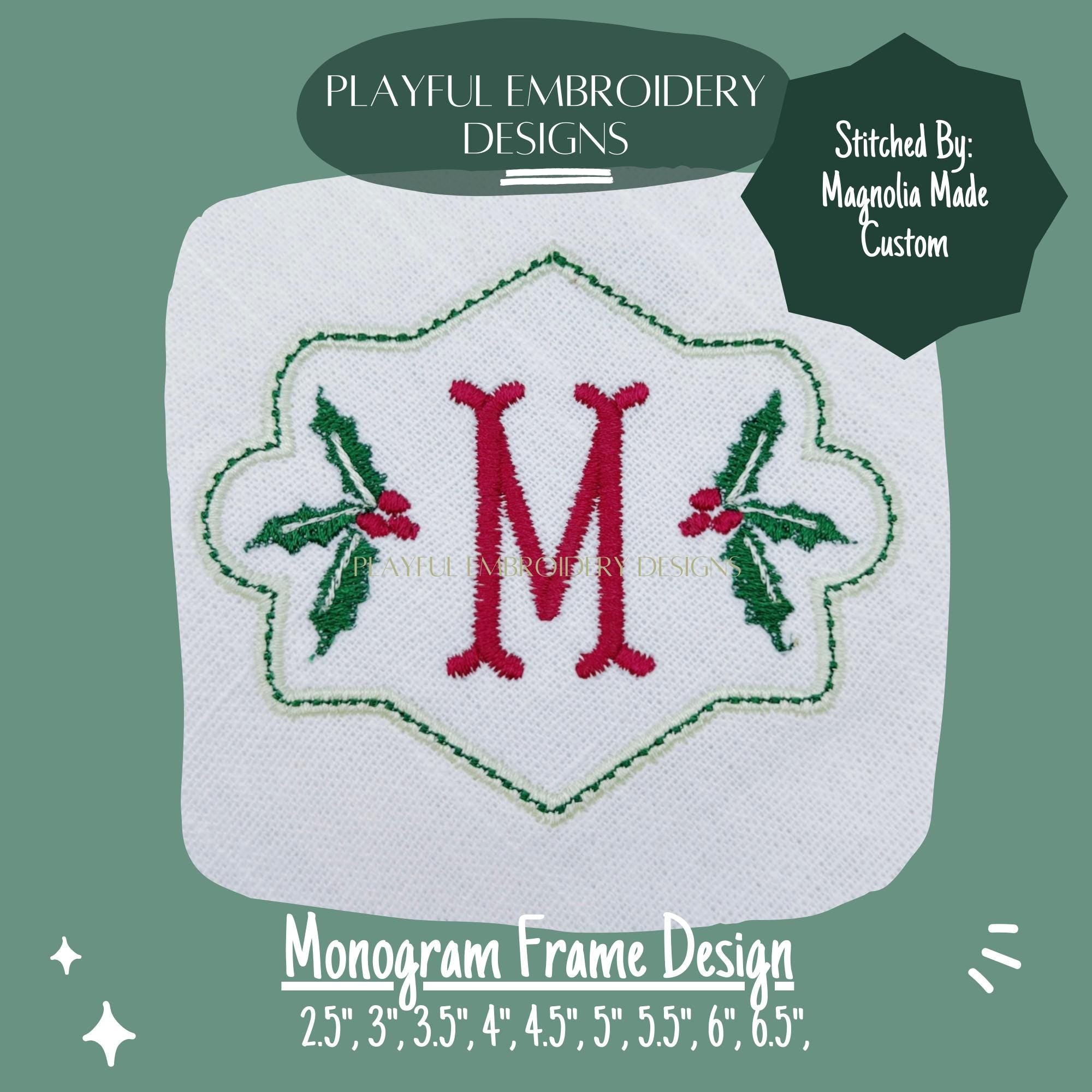 Satin Monogram Frame Machine Embroidery Design, 4x4, 5x7, 6x10, 8x8, Two Tone Monogram Frame Design, Name Frame Embroidery Design, Digital