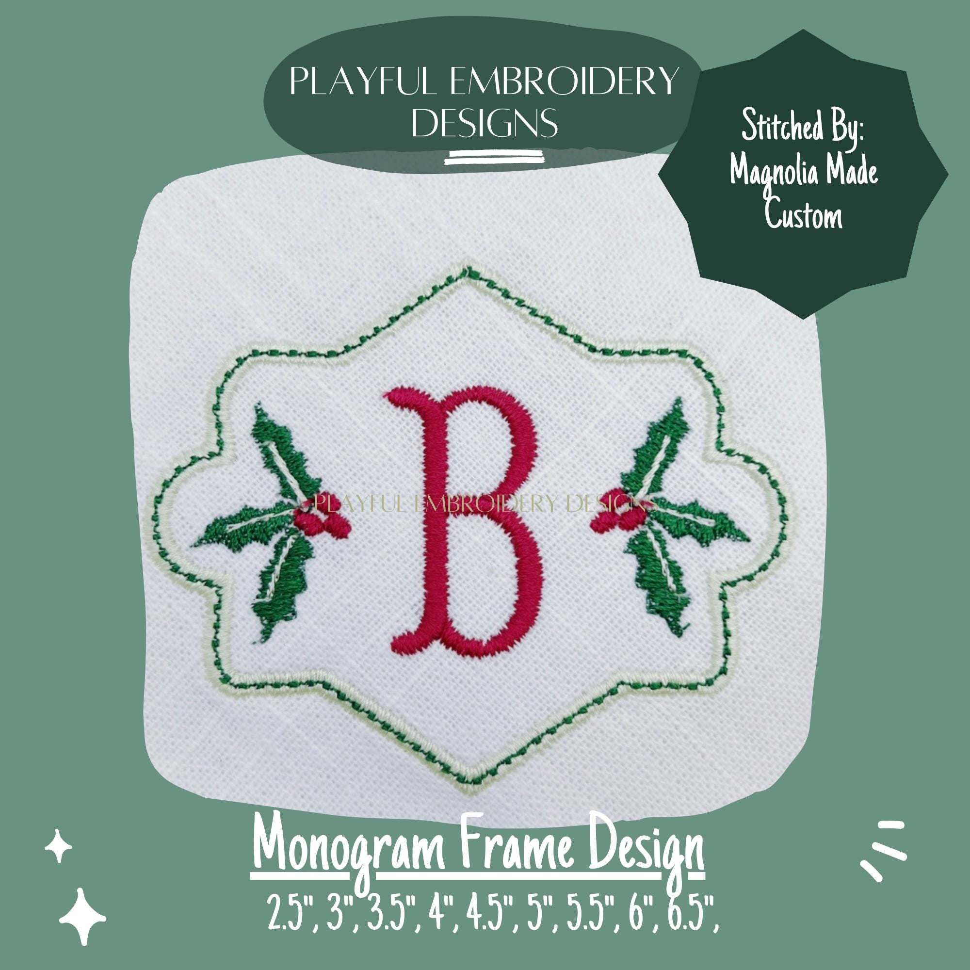 Satin Monogram Frame Machine Embroidery Design, 4x4, 5x7, 6x10, 8x8, Two Tone Monogram Frame Design, Name Frame Embroidery Design, Digital