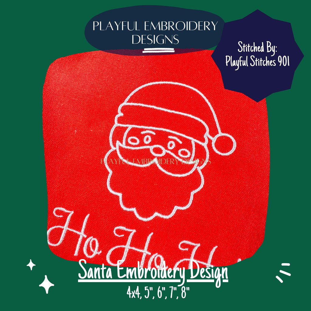 Santa Machine Embroidery Design, Santa Face Outline Embroidery Design, One Color Quick Stitch Santa Design